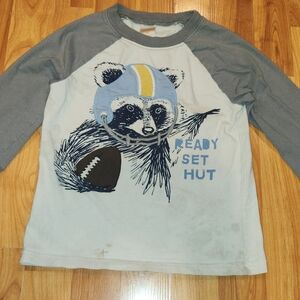 Gymboree Raccoon Football Long Sleeve Tee - Gray and Blue